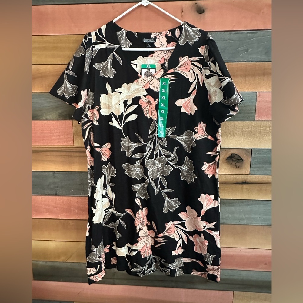 Nicole Miller Ladies' Linen Blend Dress, Black Floral